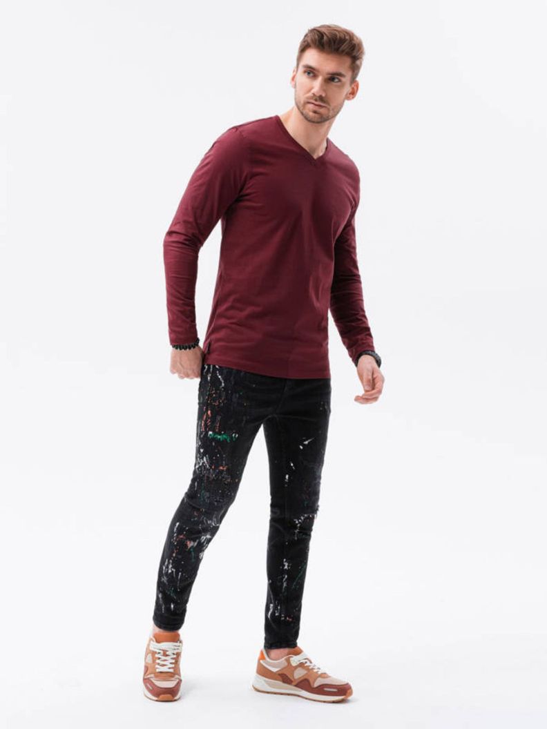 Polera Hombre Manga Larga Cuello V -2