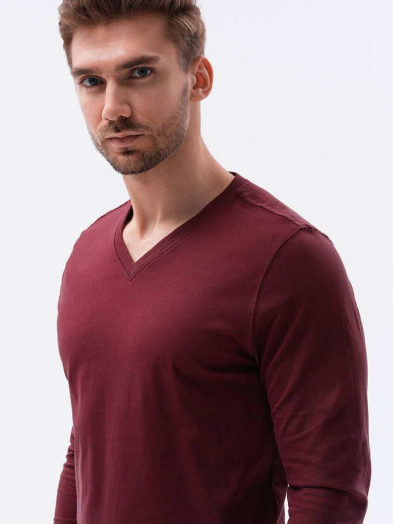 Polera Hombre Manga Larga Cuello V -0