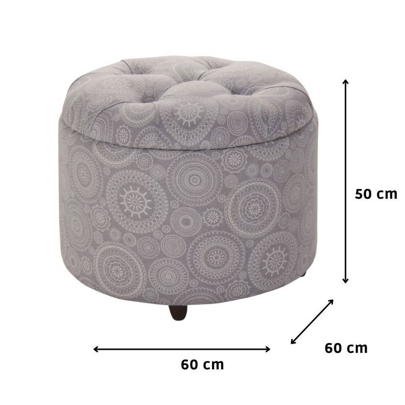 Pouf Baúl Zoe Mándala Estampado 60x60x50 Cm Máxima Design-5
