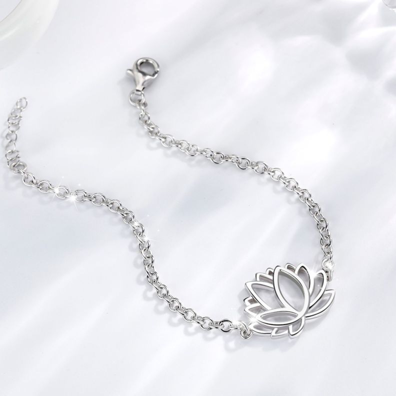 Pulsera Flor De Loto Plata 925-1