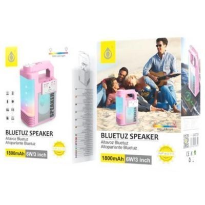 Parlante Altavoz Bluetooth Inalámbrico con luces NF4070 Rosado-1