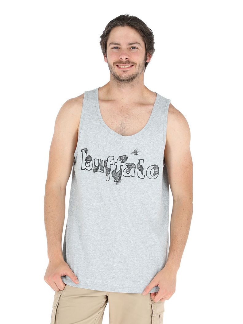 Polera Sin Mangas Abejorro Gris Melange Hombre-0