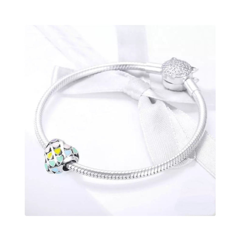 Charm Corazones de Colores en Plata Fina 925-2