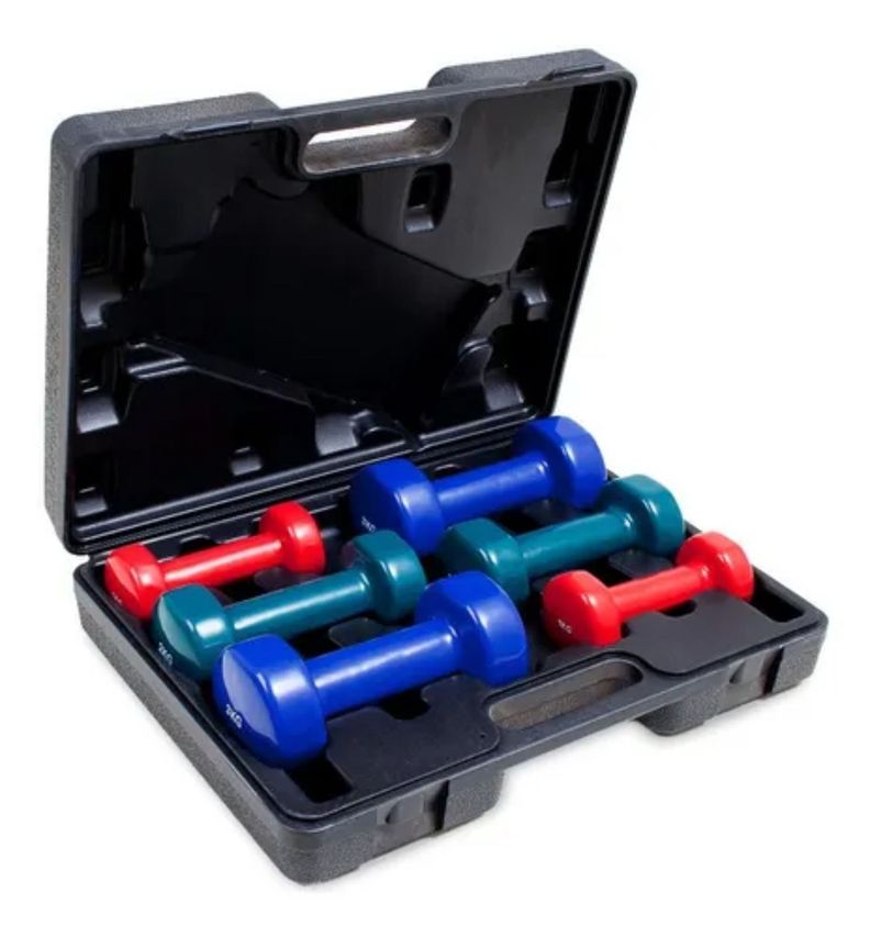 Maleta De Mancuerna De Vinilo Set  Colores 10 Kg-0