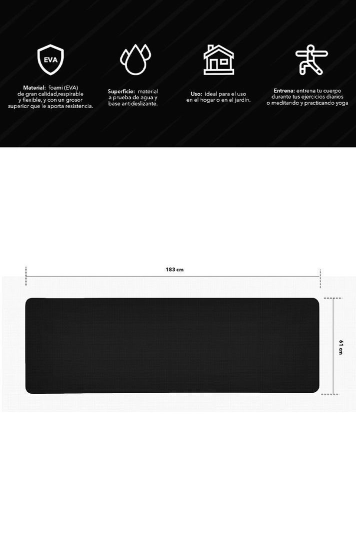 Mat Multifuncional 15mm Yoga Ejercicios Negro-2