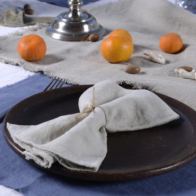 Servilletas rusticos de lino beige 45x45-0