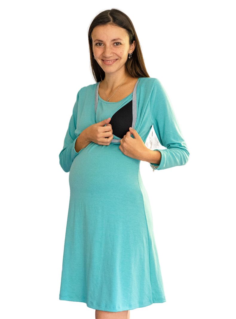 Camisola Maternal y Lactancia Invierno Aqua  -1