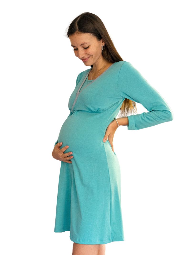 Camisola Maternal y Lactancia Invierno Aqua  -2