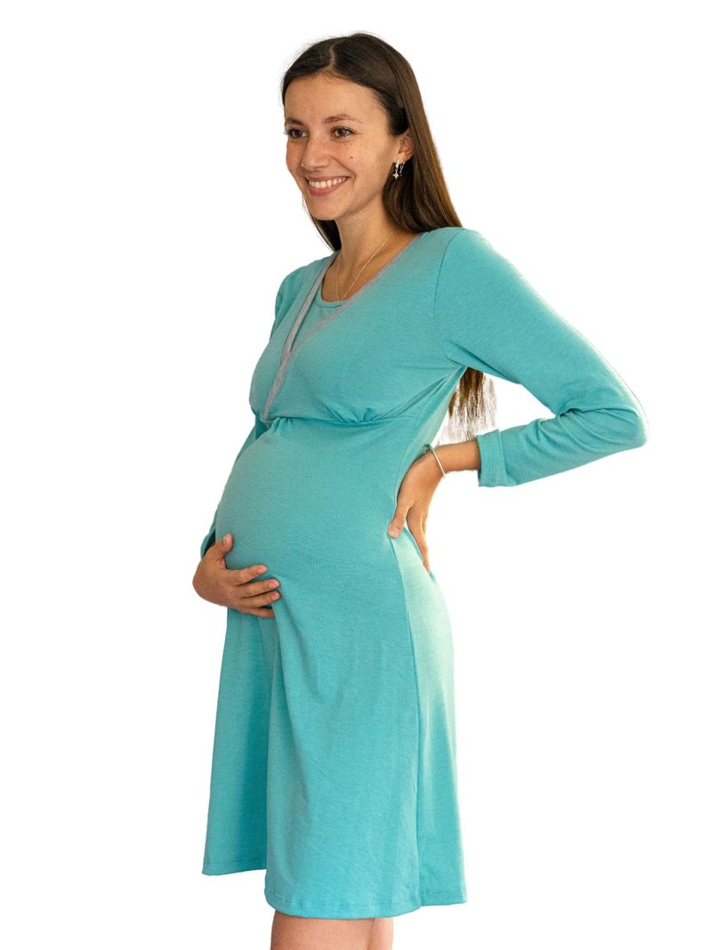 Camisola Maternal y Lactancia Invierno Aqua  -0