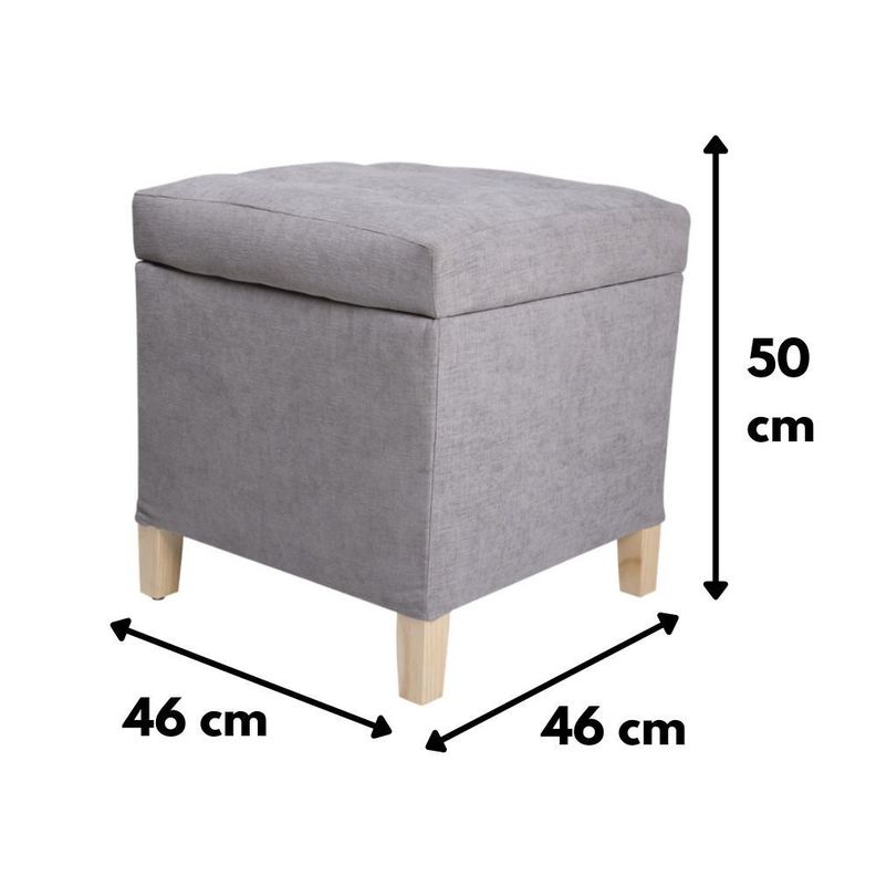 Pouf-Baúl Rucato Gris-Claro Altea 46x46x50 cm Máxima Design-2