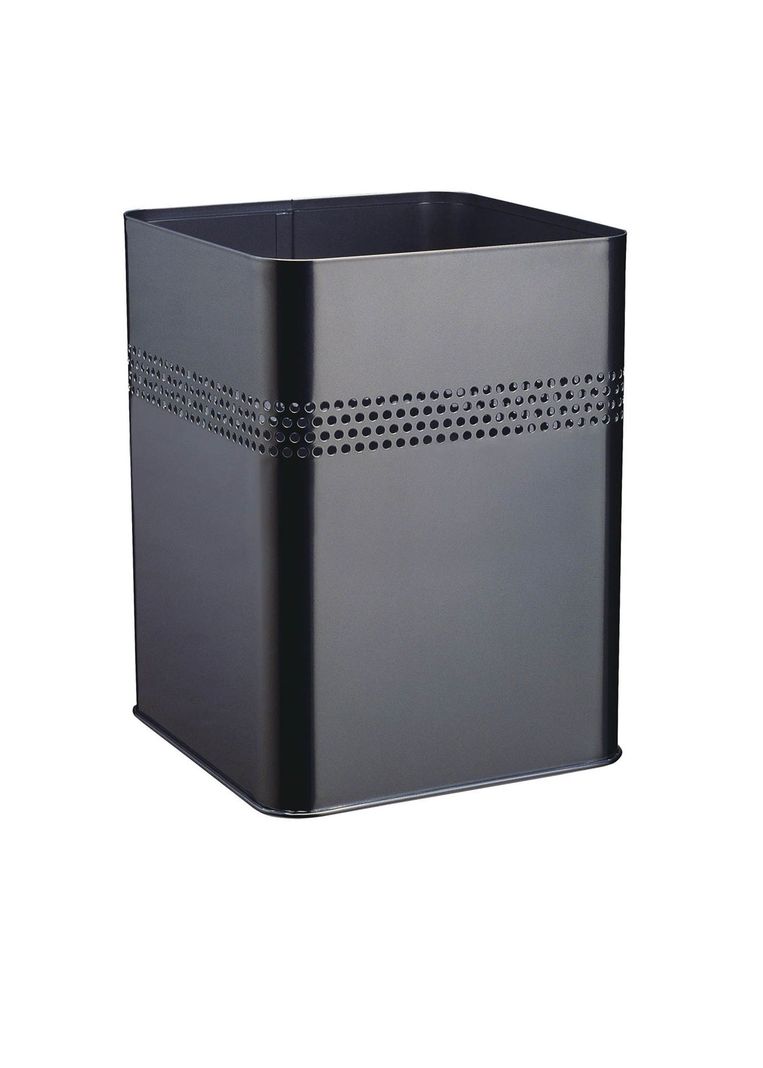 Papelero Cuadrado 18,5L Metálico Negro 30mm-0