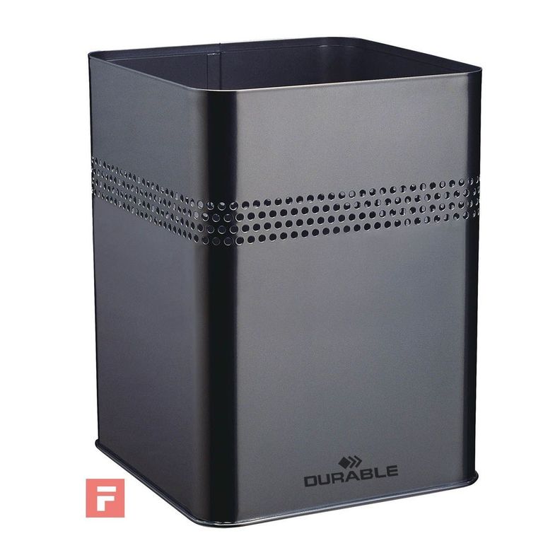 Papelero Cuadrado 18,5L Metálico Negro 30mm-1
