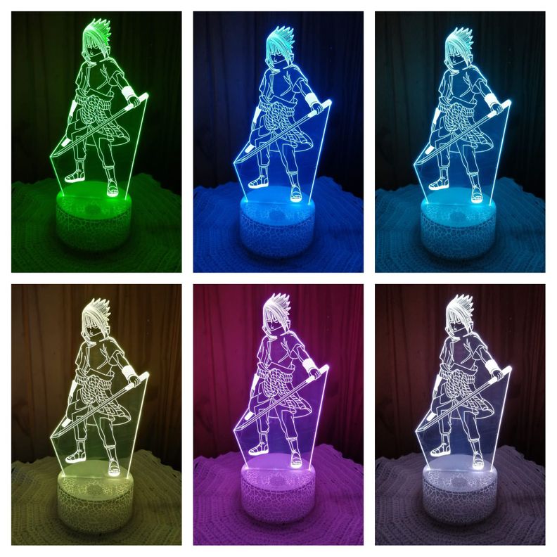 Lámpara ilusión 3D De Sasuke Uchiha 7 Colores Led-1