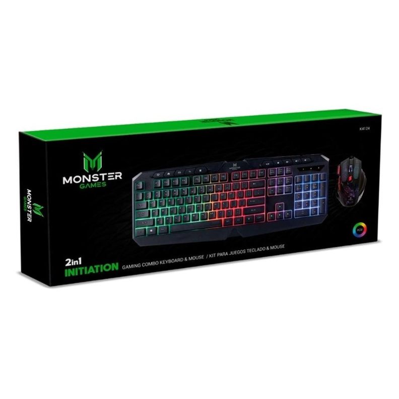 Kit Teclado Y Mouse Gamer USB Negro Initiation Monster Games-1