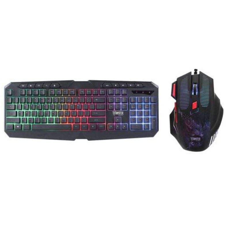 Kit Teclado Y Mouse Gamer USB Negro Initiation Monster Games-0