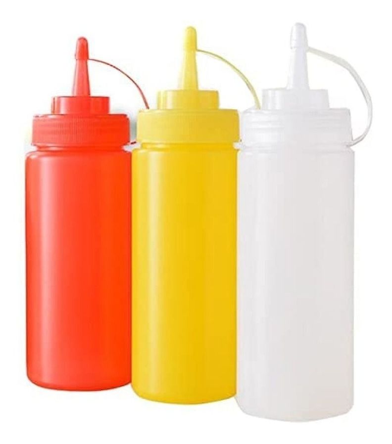 Set 3 Dispensadores Botella Salsas Envase Plástico 450ml-0