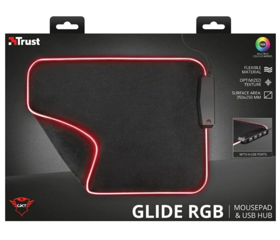 Mouse pad Gamer Trust Glide L Rgb con Hub Usb 4 Puertos-4