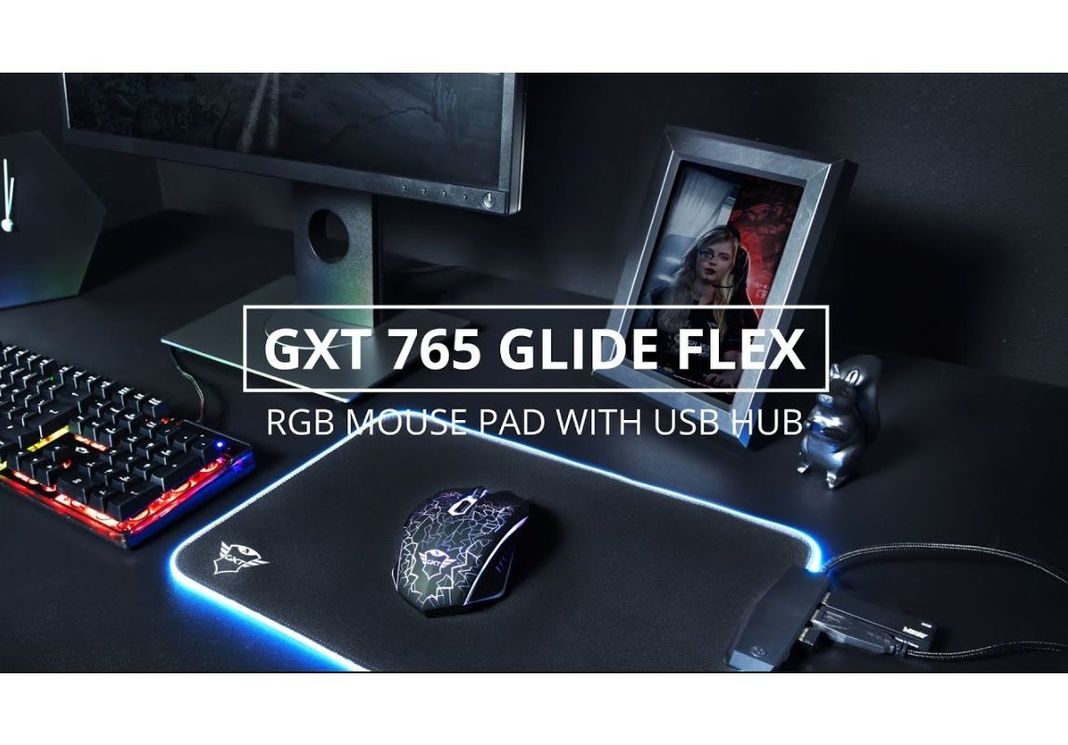 Mouse pad Gamer Trust Glide L Rgb con Hub Usb 4 Puertos-2