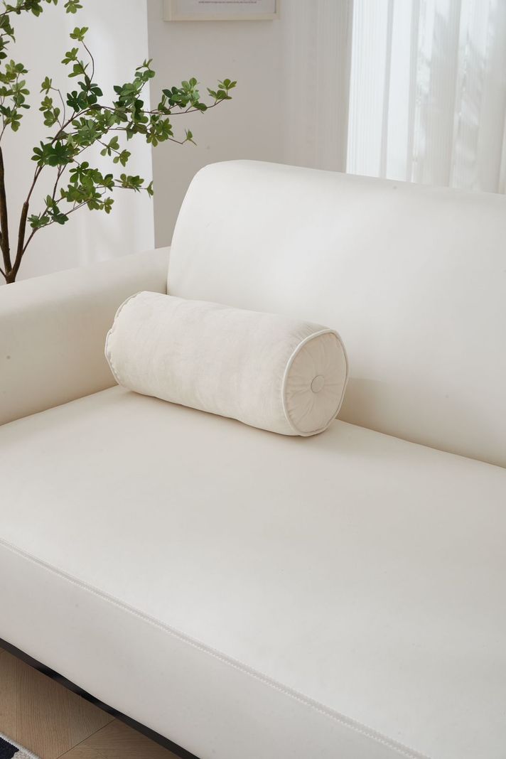 Cojín cilíndrico beige