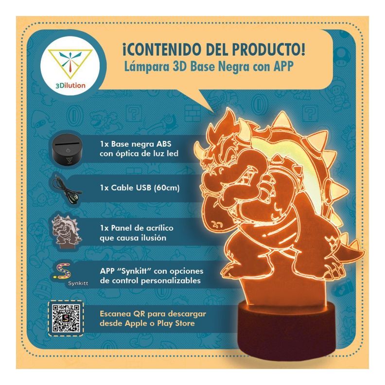 Lámpara Led 3d Rinoceronte Base Negra con App-5