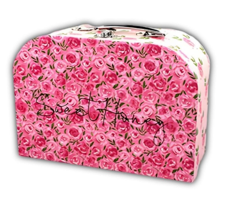 Juego De Tacitas Teteras Platitos Metálicos Caja Regalo Rosa-3