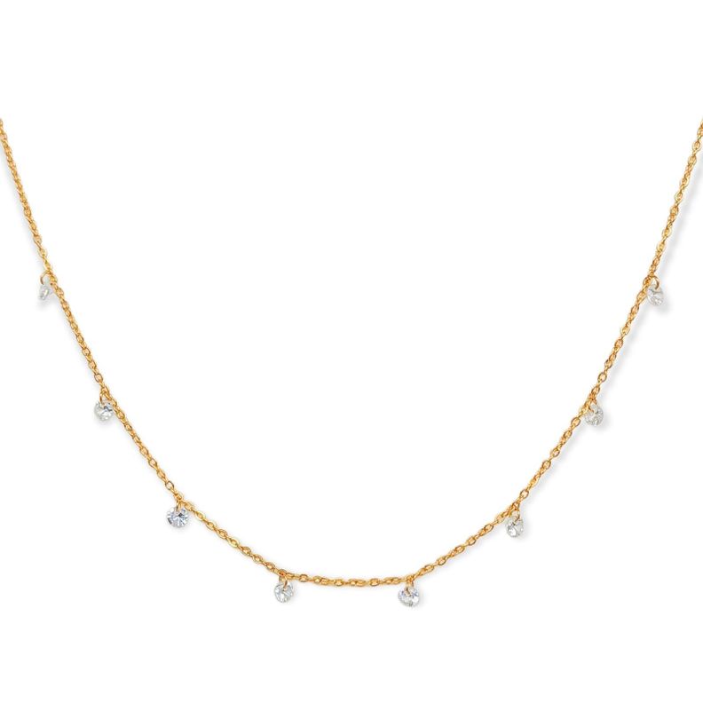 Cadena Colgante Punto De Luz Zirconia Chapado En Oro 18k Dorado