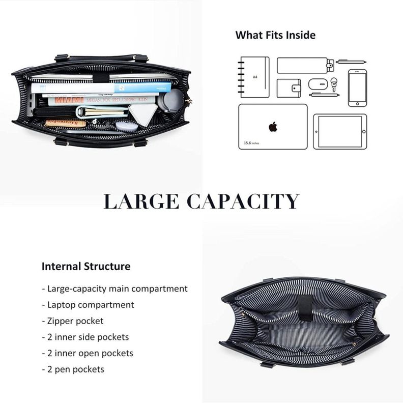 Ecosusi Bolso Maletin BOW 15.6"+ bolso de mano - Negro-7