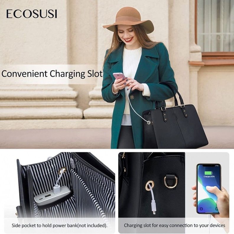 Ecosusi Bolso Maletin BOW 15.6"+ bolso de mano - Negro-6