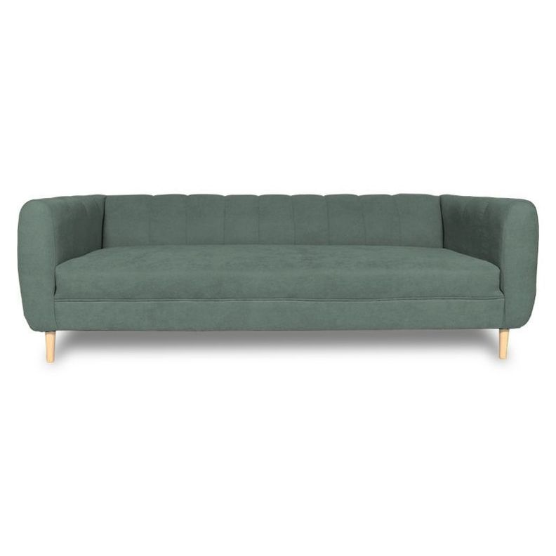 Sofa Lynette Felpa Verde 2 Cuerpos