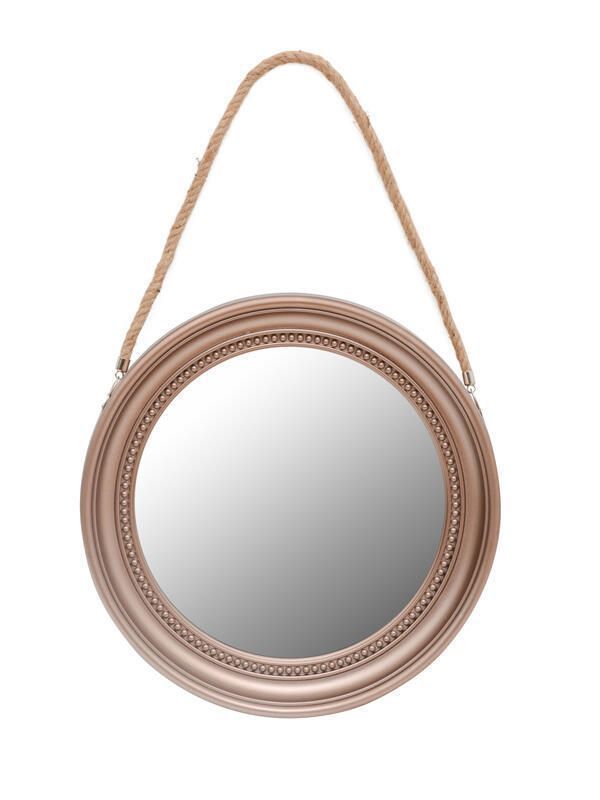 Espejo redondo Ø33 cm. con soga bronce viejo Unico-0