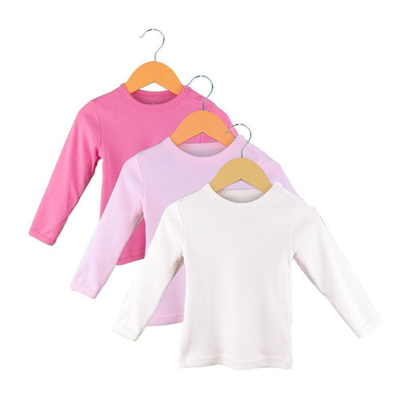 Set de Tres Camisetas Lisas de Algodón para Niña Pumucki-0