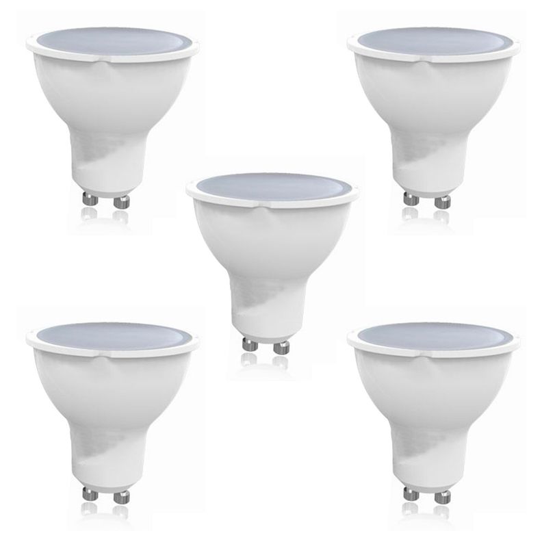 Pack 5 Ampolletas LED GU-10 7W Ángulo 100º Fría-0