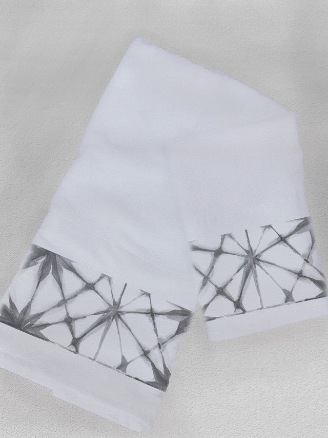 Juego de Toallas mano y visita Shibori gris-1