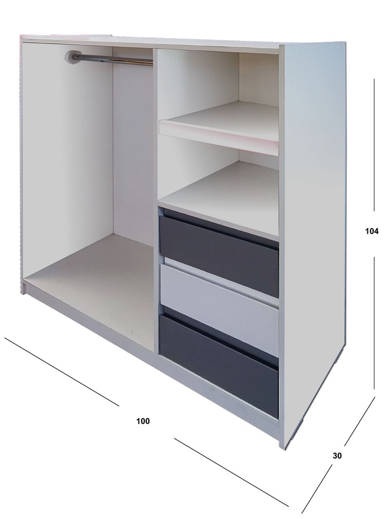 Mini Closet Montessori Minimal Grafito Blanco-2
