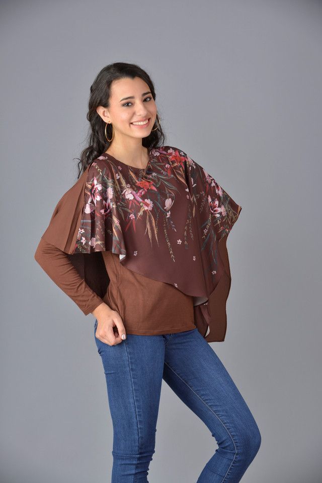 Bluson trapecio estampado café-0