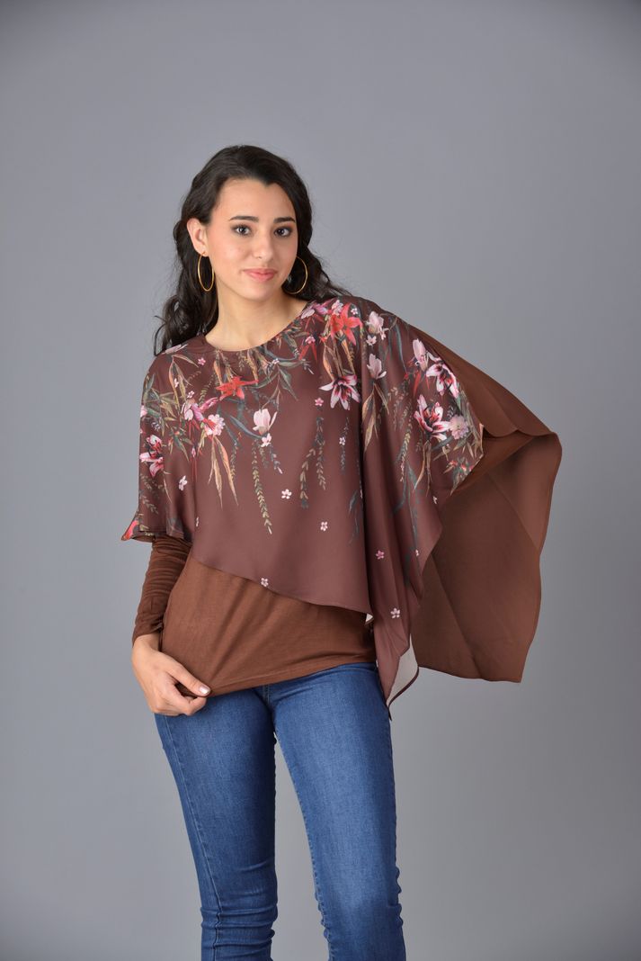 Bluson trapecio estampado café-1