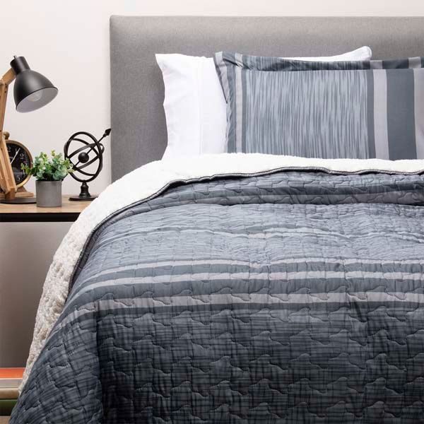 CUBRECAMA ESTAMPADO SHERPA GRIS-0