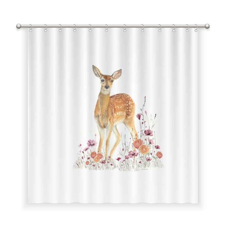CORTINA DE BANO ALGODON BAMBI FLORCITA Blanco