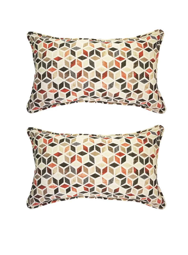 Pack 2 Fundas de Cojín Terraza Terracota a Beige 30 x 50 cm-0