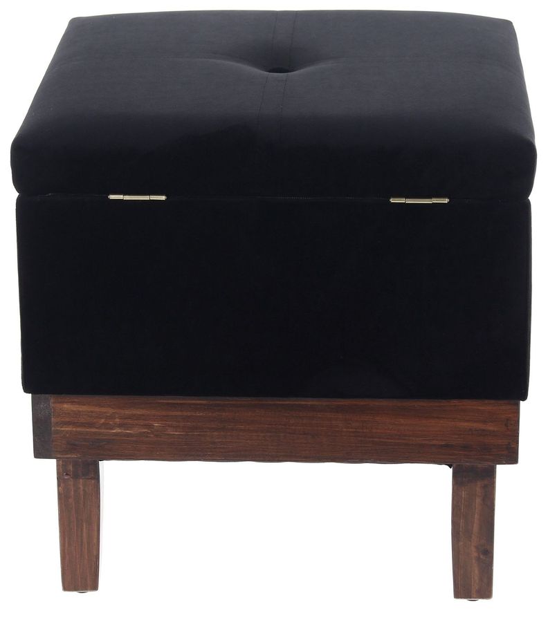 Pouf Baúl Emilia Negro Felpa 45x45x46 cm Máxima Design-3