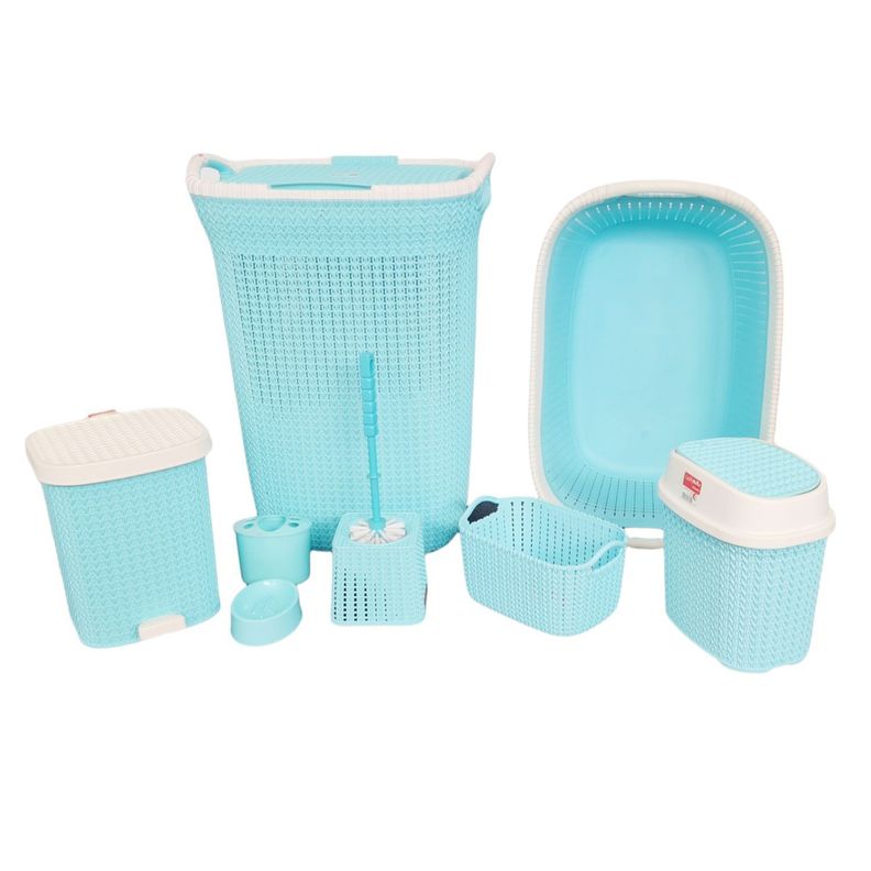 Set De Baño 8 En 1 Pvc Cesta Isopo Papelera-1
