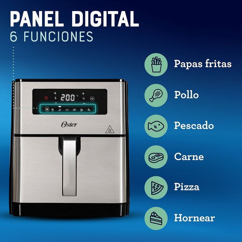 Freidora de aire digital Oster® con capacidad de 9 lt CKSTAF90D-6