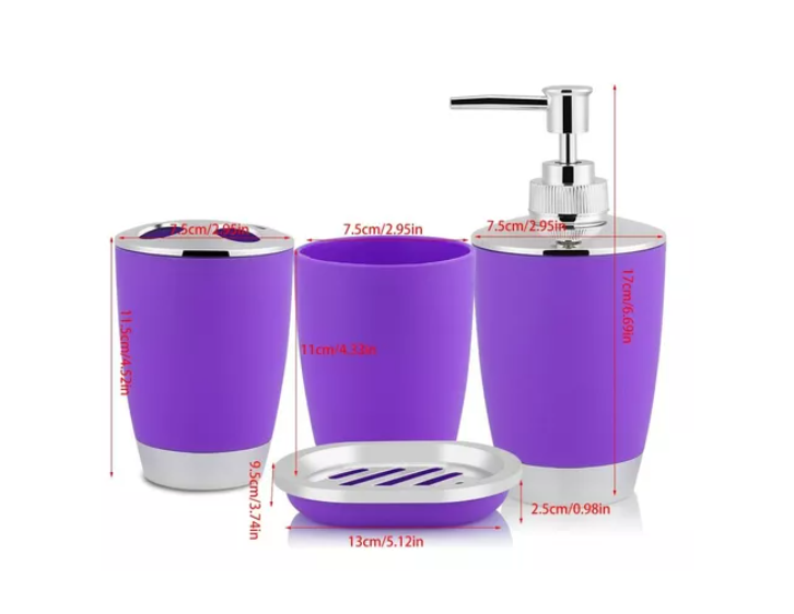 Set Accesorios De Baño 4pzs Portacepillos Jabonera-2
