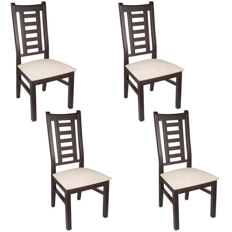 PACK 4 SILLAS PASCAL MADERA COLOR CHOCOLATE TAPIZ BEIGE JASPEADO-0