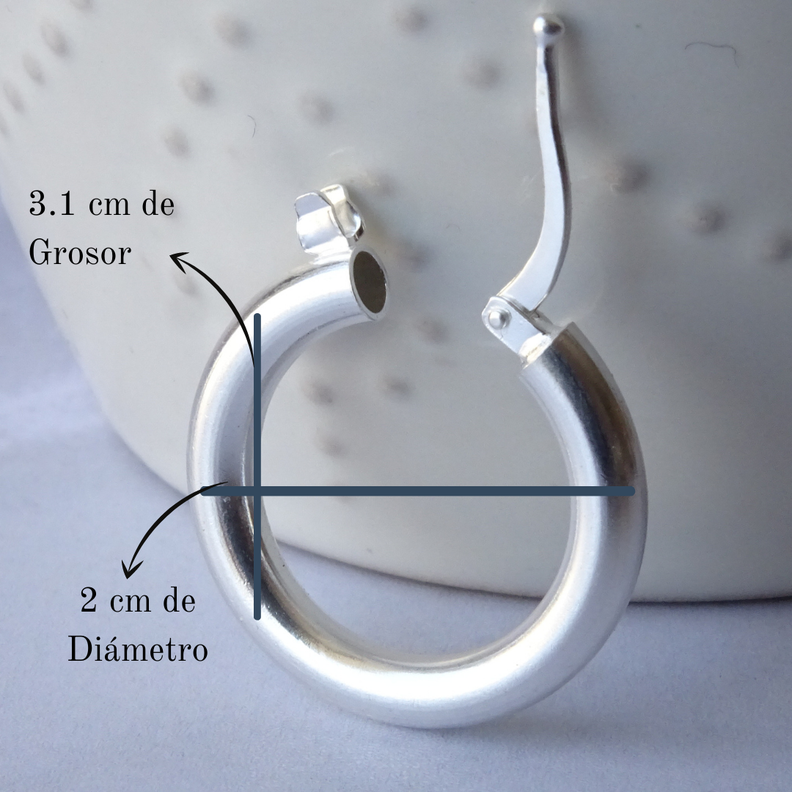 Aros De Plata 925 Argollas Gruesa 2cm - MABELITA-2