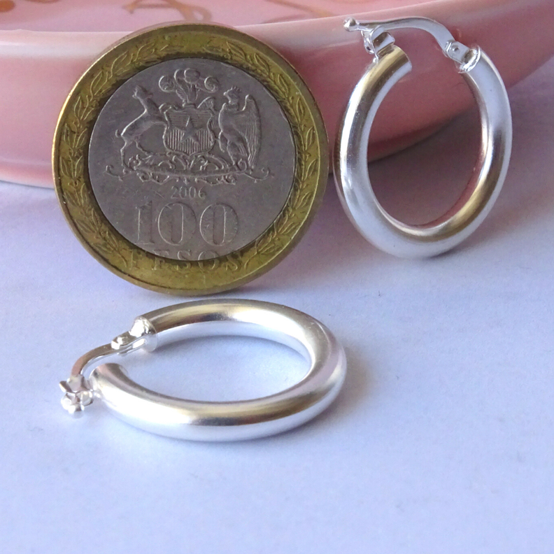 Aros De Plata 925 Argollas Gruesa 2cm - MABELITA-3