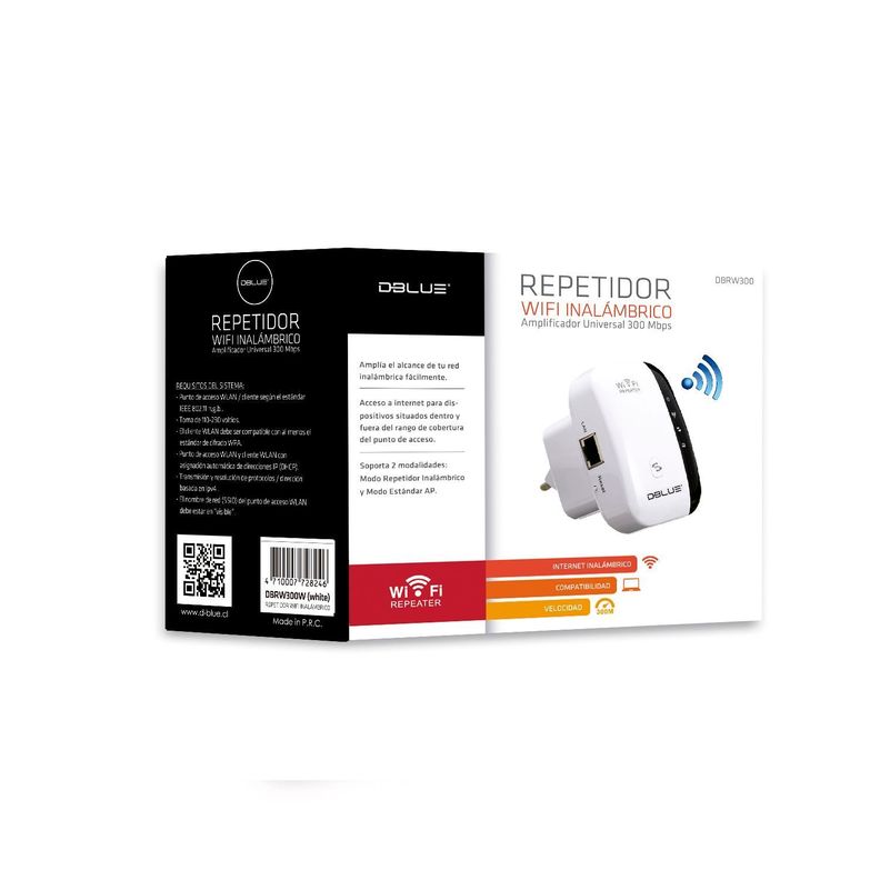 Repetidor Wifi Inalambrico Universal 300Mbps Negro Dblue-1
