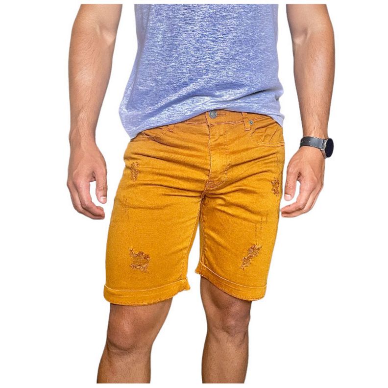 Short Jeans Colors Man Hombre Mostaza-0
