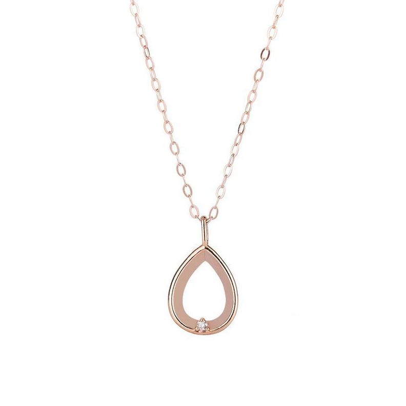 CADENA ESLABONES ORO ROSADO 18K COLGANTE GOTA L DIAMANTE 1P-0