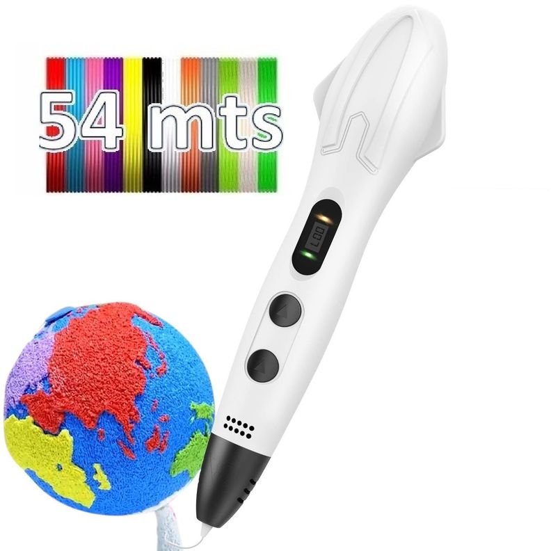 Lapiz impresora 3D SM-03 PLA ABS + 54mts filamentos - Blanco-0